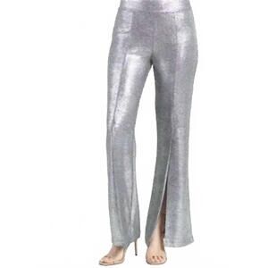 NEW CLARA SUN WOO shimmer stretch knit kick front pull on pant with center split